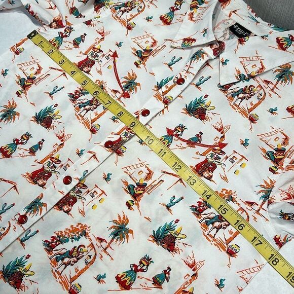 Cruel Denim Snap Button Up Shirt Latin City Print White Sz XS CTW7295007 - Picture 5 of 6